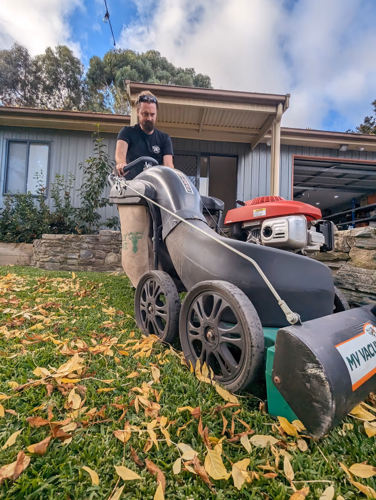 Commercial leaf vacuum mower combo used by Green & Clean for Adelaide strata grounds work