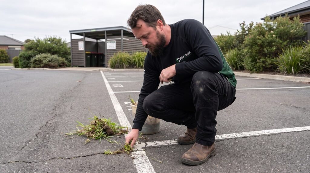 Car Park & Hard Surface Cleanup being carried out at an Adelaide strata property by Green & Clean