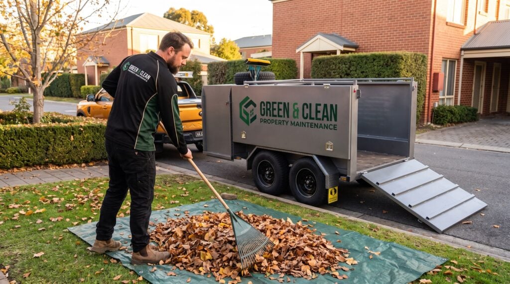 Rubbish & Green Waste Removal being carried out at an Adelaide strata property by Green & Clean
